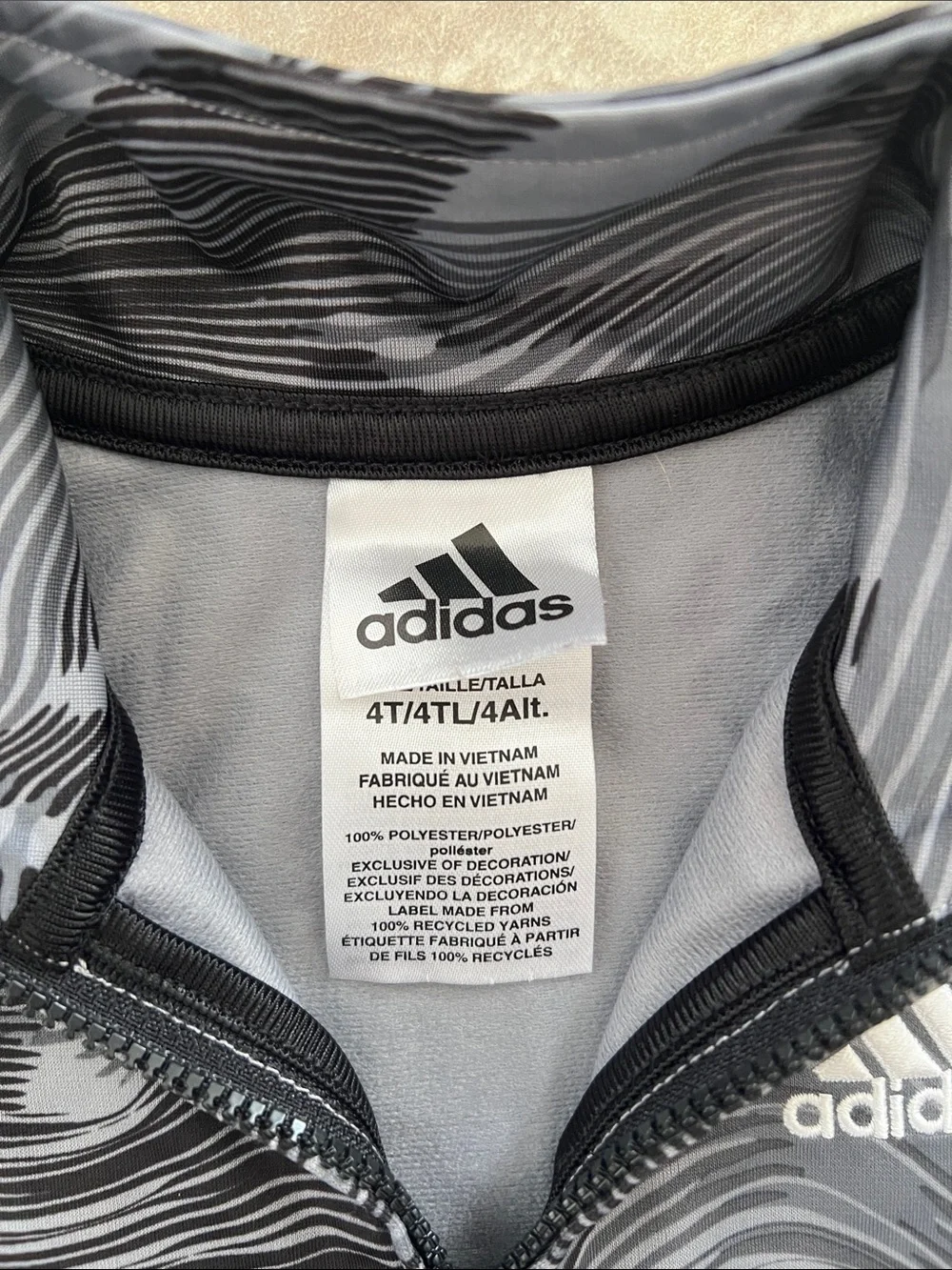 adidas Kids Black & Gray Wave-Print Jacket